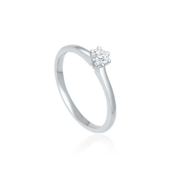 585 Weißgold Ring 0,10ct.tw/si Brillant Solitär