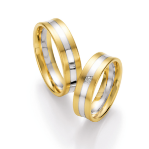 585 Gelbgold & Weißgold Eheringe Brillant