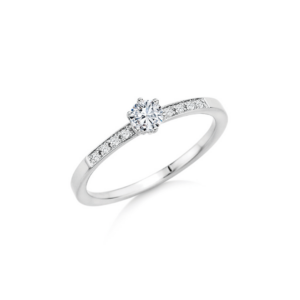 585 Weißgold Ring 0,28ct.w/si Brillanten ges.