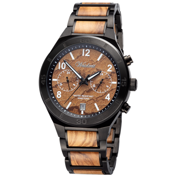 Waidzeit Chronograph Saturn Olivenholz SA01W