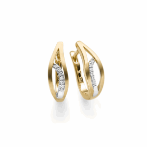 585 Gold Creolen bicolor Brillanten 0,04ct.w/si ges.