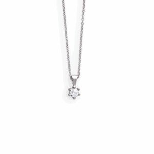 585 Weißgold Collier 0,08ct. Brillant